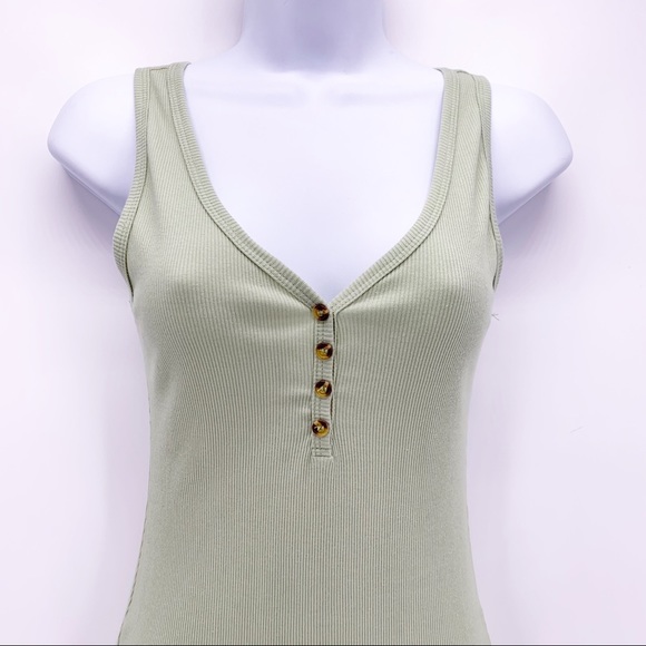 NEW Fashion Nova Lynda Ribbed Mini Dress - Sage Green Size Medium - Picture 3 of 9